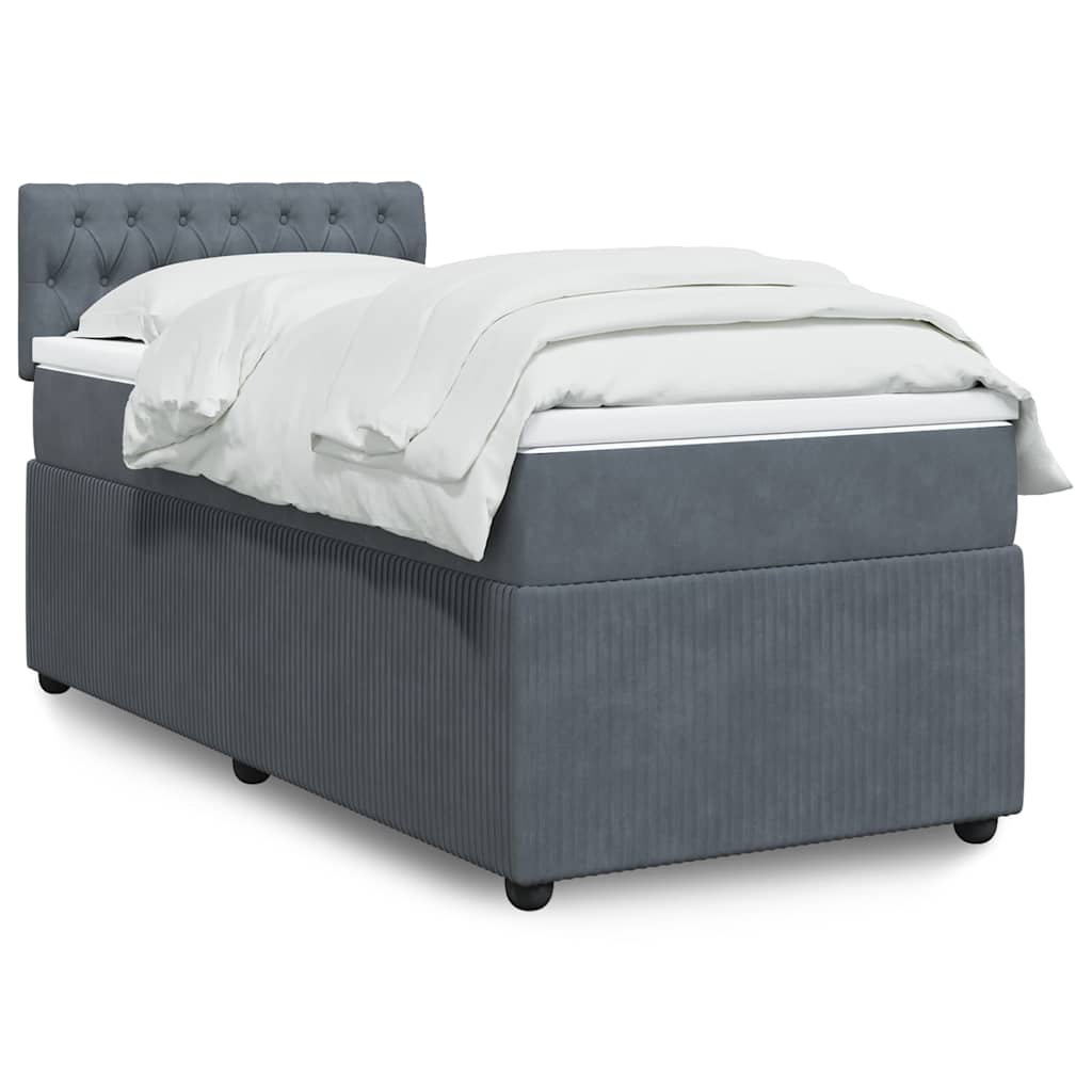 Κρεβάτι Boxspring με Στρώμα Σκούρο Γκρι 80x200 εκ. Βελούδινο - Pakobazaar