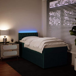 Κρεβάτι Boxspring με Στρώμα Σκούρο Πράσινο 80x200 εκ. Βελούδινο - Pakobazaar