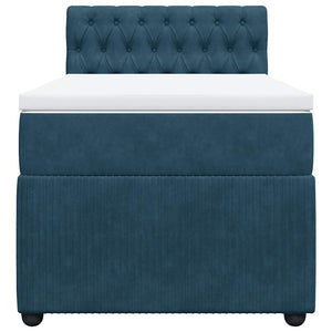 Κρεβάτι Boxspring με Στρώμα Μπλε 80 x 200 εκ. Βελούδινο - Pakobazaar