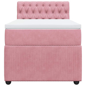 Κρεβάτι Boxspring με Στρώμα Ροζ 80 x 200 εκ. Βελούδινο - Pakobazaar