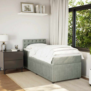 Κρεβάτι Boxspring με Στρώμα Ανοιχτό Γκρι 80x200 εκ. Βελούδινο - Pakobazaar
