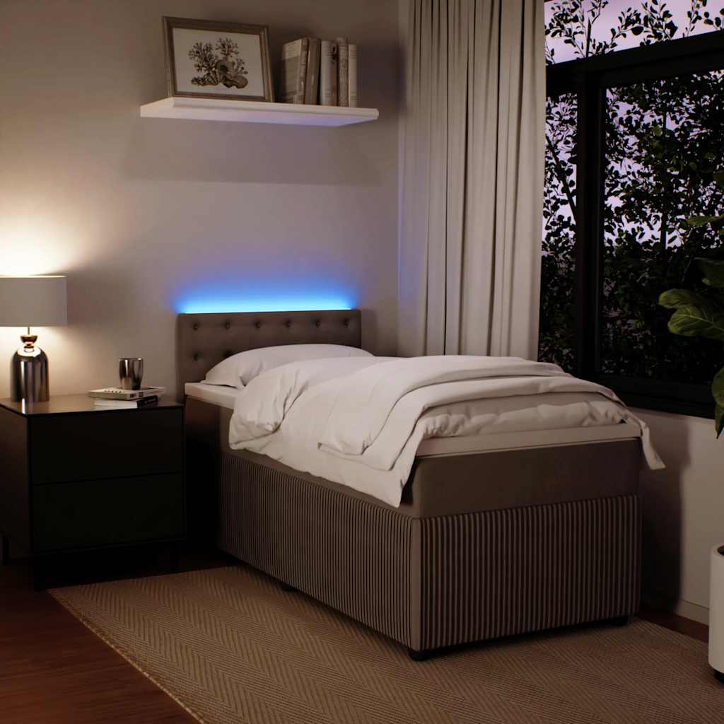 Κρεβάτι Boxspring με Στρώμα Ανοιχτό Γκρι 80x200 εκ. Βελούδινο - Pakobazaar