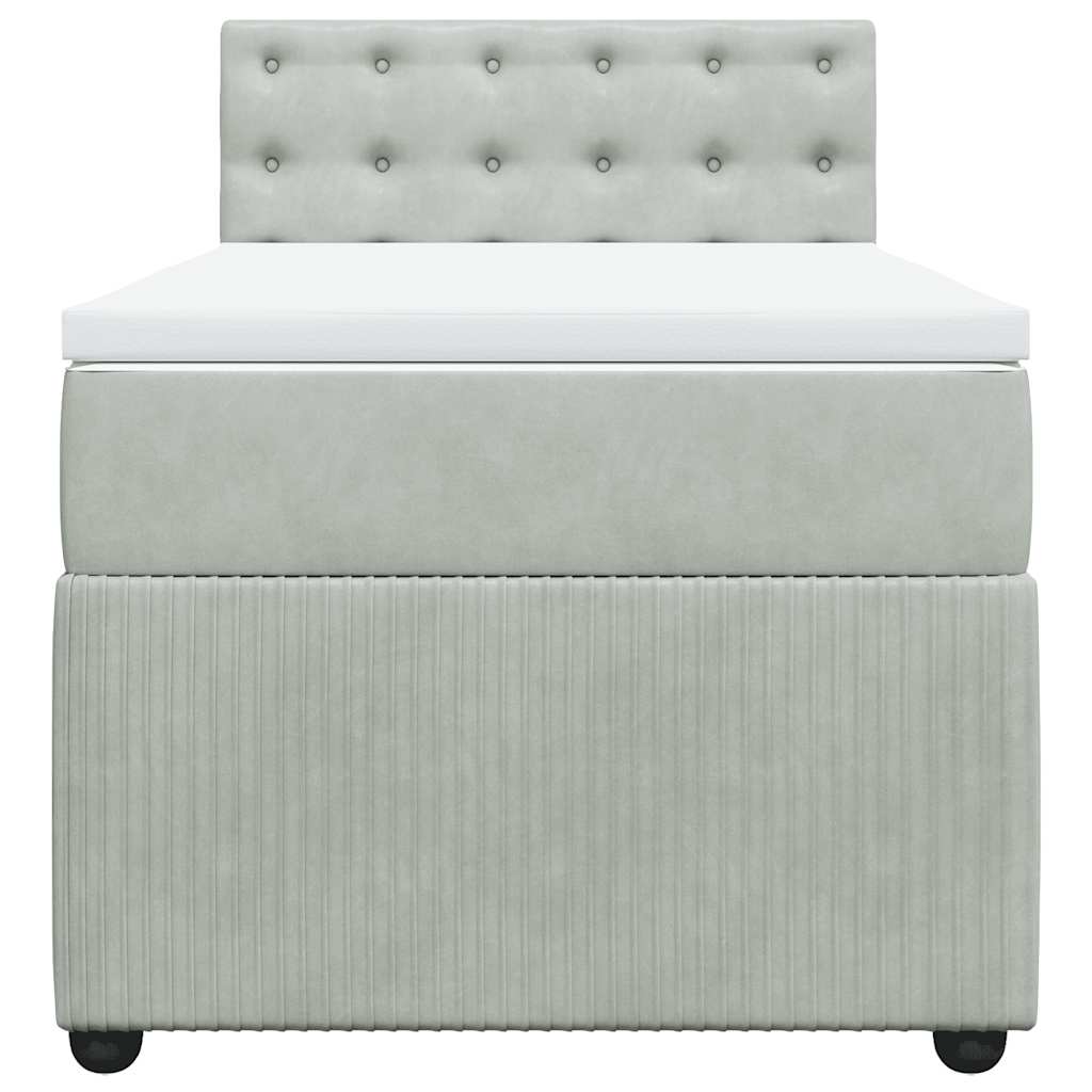 Κρεβάτι Boxspring με Στρώμα Ανοιχτό Γκρι 80x200 εκ. Βελούδινο - Pakobazaar
