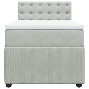 Κρεβάτι Boxspring με Στρώμα Ανοιχτό Γκρι 80x200 εκ. Βελούδινο - Pakobazaar