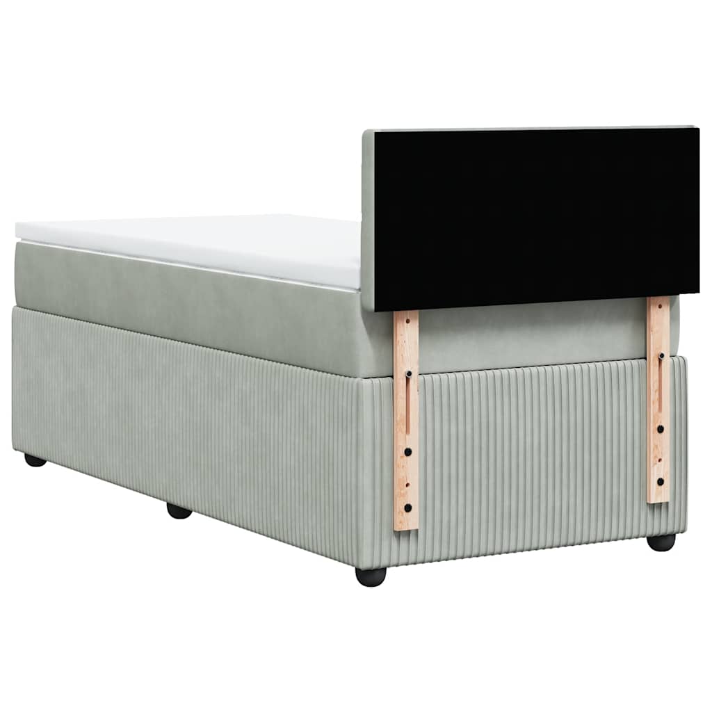 Κρεβάτι Boxspring με Στρώμα Ανοιχτό Γκρι 80x200 εκ. Βελούδινο - Pakobazaar