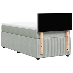 Κρεβάτι Boxspring με Στρώμα Ανοιχτό Γκρι 80x200 εκ. Βελούδινο - Pakobazaar