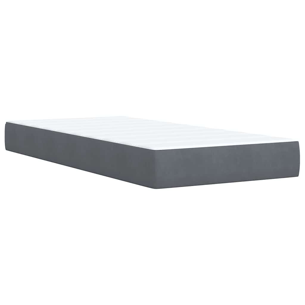 Κρεβάτι Boxspring με Στρώμα Σκούρο Γκρι 80x200 εκ. Βελούδινο - Pakobazaar