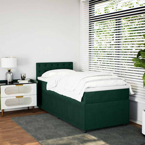 Κρεβάτι Boxspring με Στρώμα Σκούρο Πράσινο 80x200 εκ. Βελούδινο - Pakobazaar
