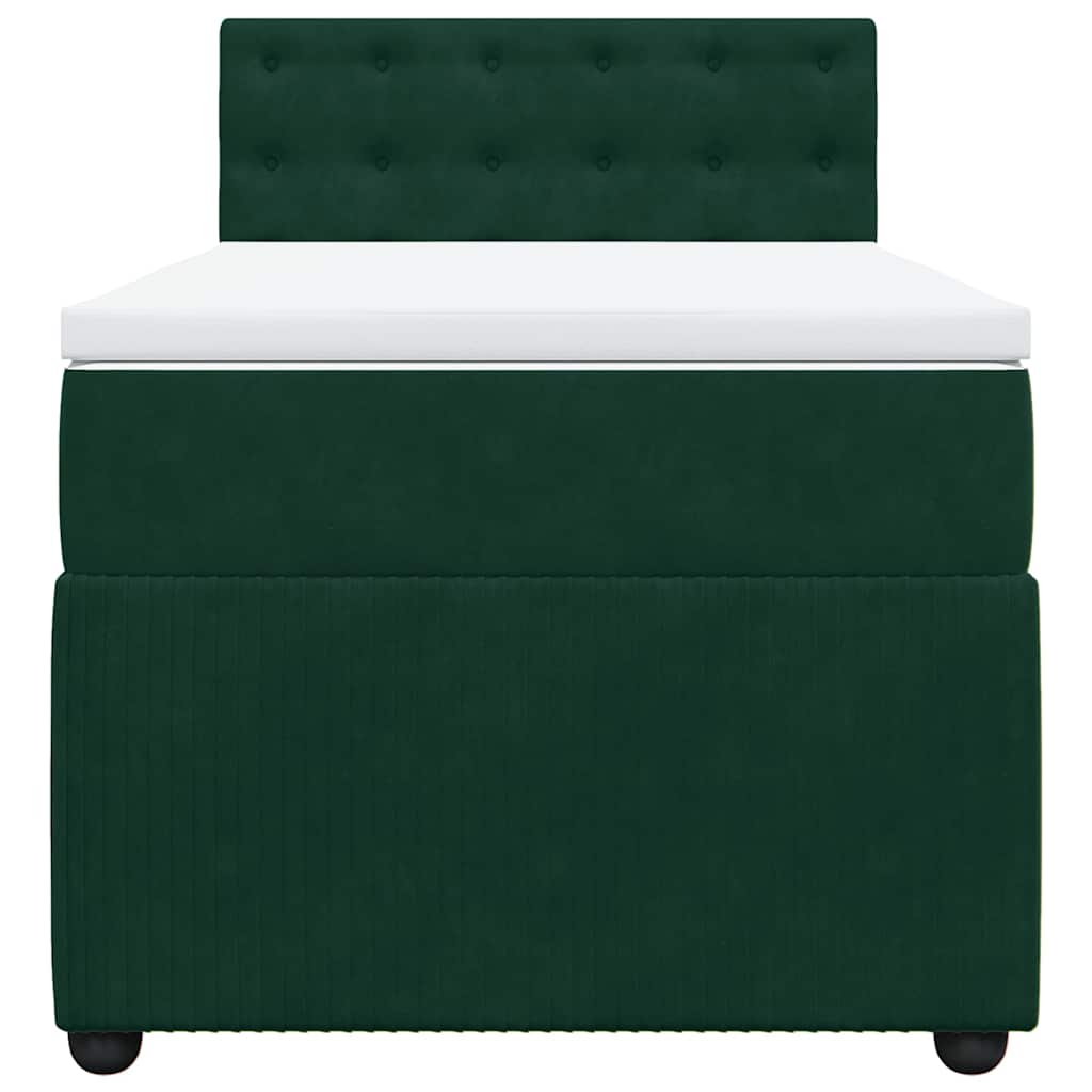 Κρεβάτι Boxspring με Στρώμα Σκούρο Πράσινο 80x200 εκ. Βελούδινο - Pakobazaar