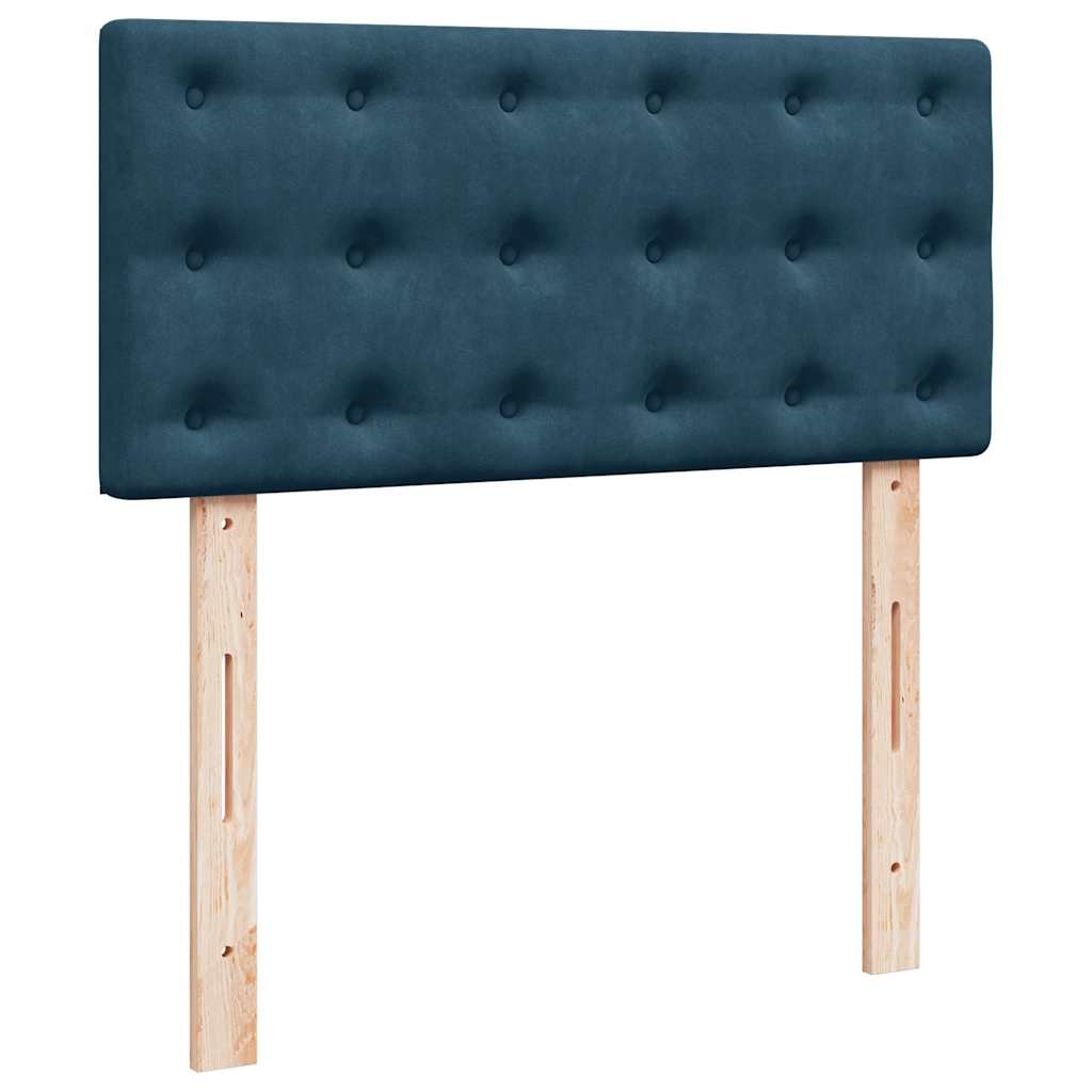 Κρεβάτι Boxspring με Στρώμα Μπλε 80 x 200 εκ. Βελούδινο - Pakobazaar