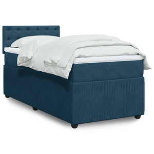 Κρεβάτι Boxspring με Στρώμα Μπλε 80 x 200 εκ. Βελούδινο - Pakobazaar