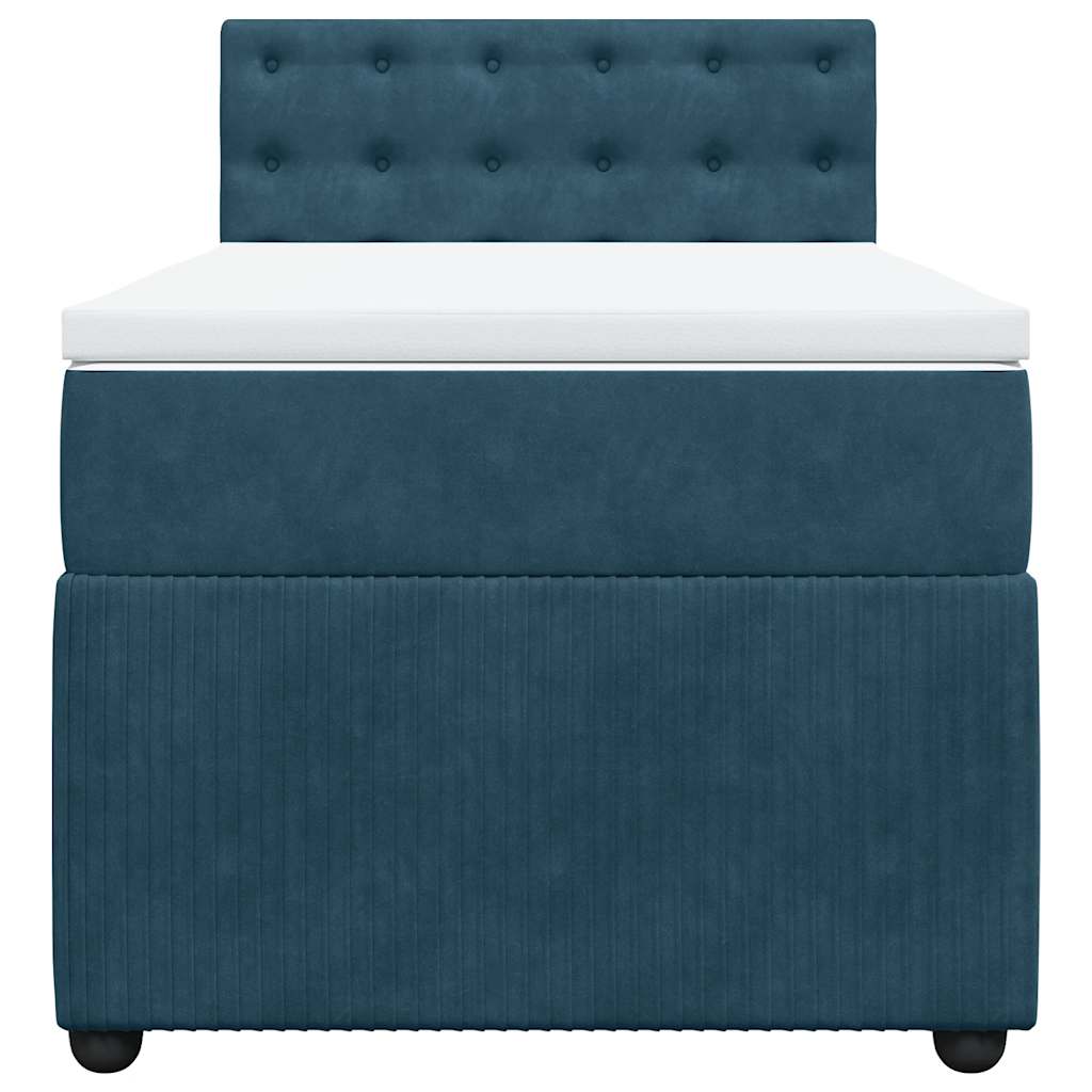 Κρεβάτι Boxspring με Στρώμα Μπλε 80 x 200 εκ. Βελούδινο - Pakobazaar
