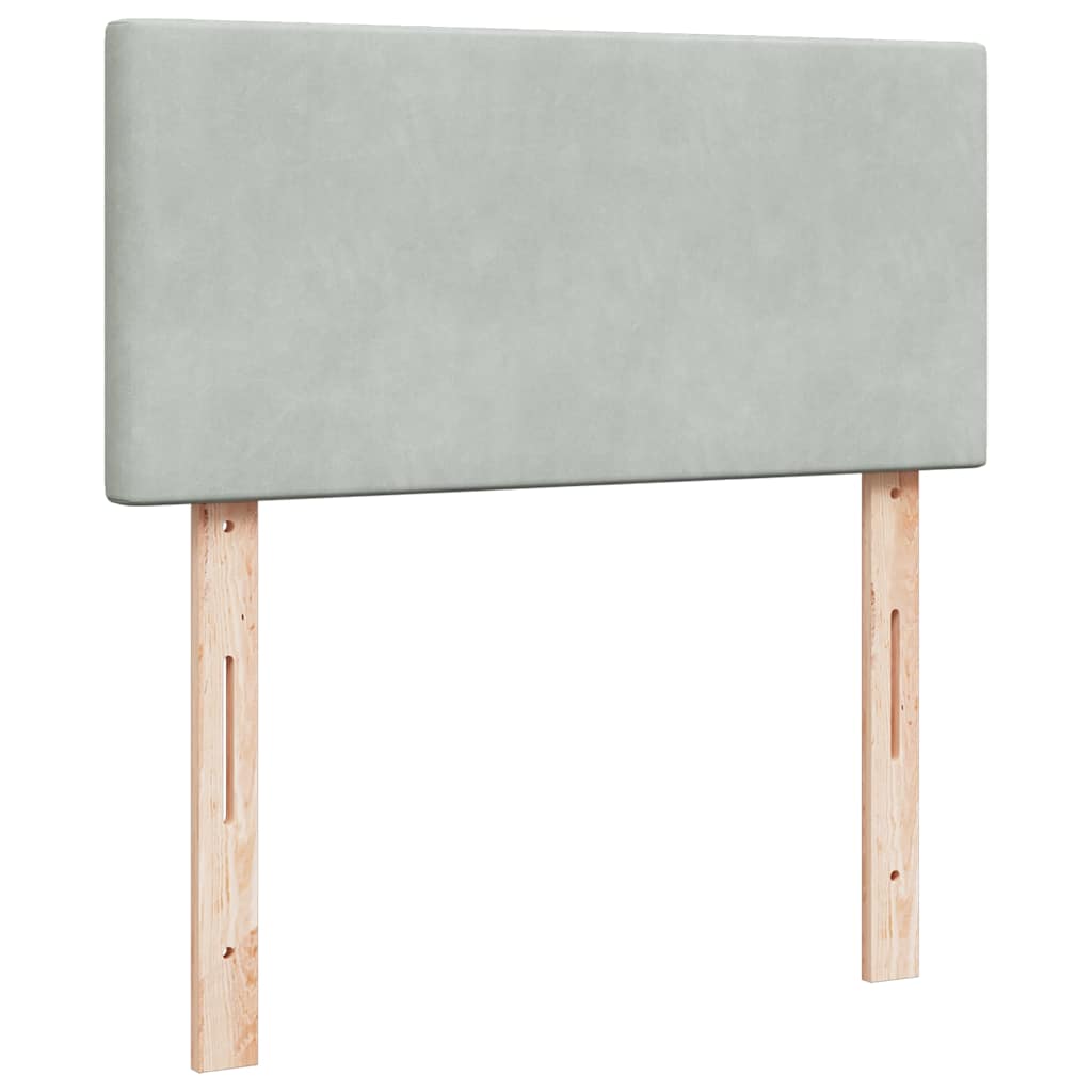 Κρεβάτι Boxspring με Στρώμα Ανοιχτό Γκρι 90x190 εκ. Βελούδινο - Pakobazaar