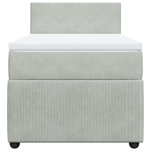 Κρεβάτι Boxspring με Στρώμα Ανοιχτό Γκρι 90x190 εκ. Βελούδινο - Pakobazaar