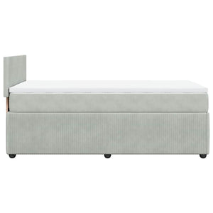 Κρεβάτι Boxspring με Στρώμα Ανοιχτό Γκρι 90x190 εκ. Βελούδινο - Pakobazaar