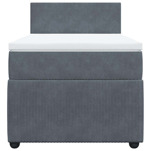 Κρεβάτι Boxspring με Στρώμα Σκούρο Γκρι 90x190 εκ. Βελούδινο - Pakobazaar