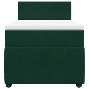 Κρεβάτι Boxspring με Στρώμα Σκούρο Πράσινο 90x190 εκ. Βελούδινο - Pakobazaar