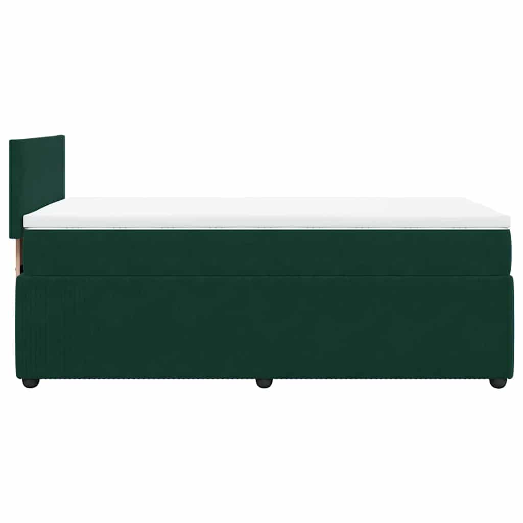 Κρεβάτι Boxspring με Στρώμα Σκούρο Πράσινο 90x190 εκ. Βελούδινο - Pakobazaar