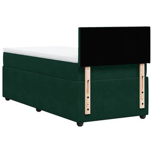 Κρεβάτι Boxspring με Στρώμα Σκούρο Πράσινο 90x190 εκ. Βελούδινο - Pakobazaar