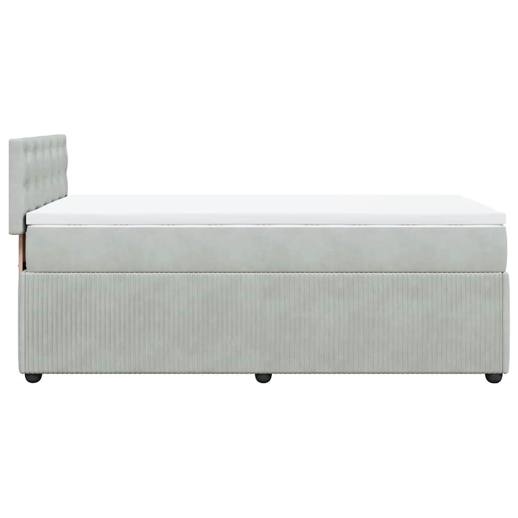 Κρεβάτι Boxspring με Στρώμα Ανοιχτό Γκρι 90x190 εκ. Βελούδινο - Pakobazaar