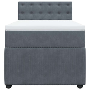 Κρεβάτι Boxspring με Στρώμα Σκούρο Γκρι 90x190 εκ. Βελούδινο - Pakobazaar