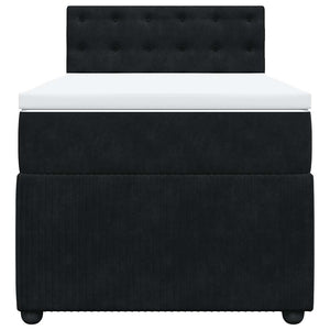 Κρεβάτι Boxspring με Στρώμα Μαύρο 90x190 εκ. Βελούδινο - Pakobazaar