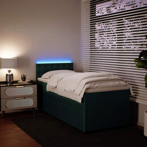 Κρεβάτι Boxspring με Στρώμα Σκούρο Πράσινο 90x190 εκ. Βελούδινο - Pakobazaar