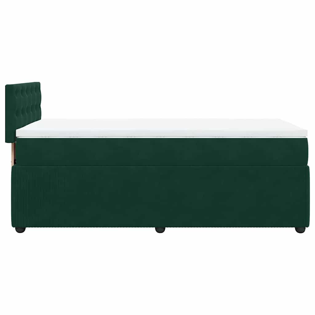 Κρεβάτι Boxspring με Στρώμα Σκούρο Πράσινο 90x190 εκ. Βελούδινο - Pakobazaar