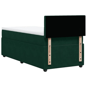 Κρεβάτι Boxspring με Στρώμα Σκούρο Πράσινο 90x190 εκ. Βελούδινο - Pakobazaar