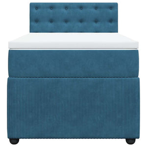 Κρεβάτι Boxspring με Στρώμα Μπλε 90x190 εκ. Βελούδινο - Pakobazaar