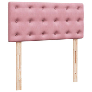 Κρεβάτι Boxspring με Στρώμα Ροζ 90x190 εκ. Βελούδινο - Pakobazaar