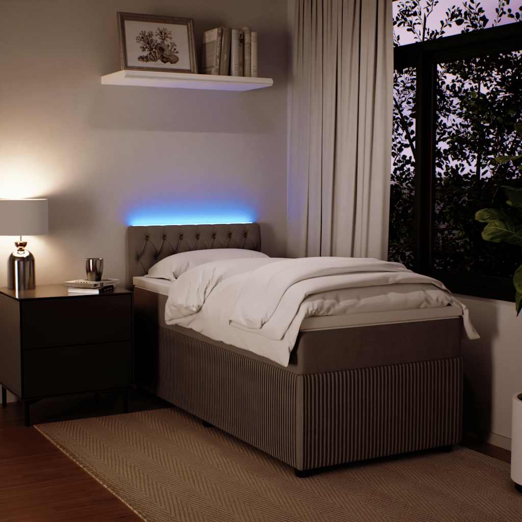 Κρεβάτι Boxspring με Στρώμα Ανοιχτό Γκρι 90x190 εκ. Βελούδινο - Pakobazaar