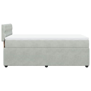 Κρεβάτι Boxspring με Στρώμα Ανοιχτό Γκρι 90x190 εκ. Βελούδινο - Pakobazaar