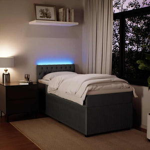 Κρεβάτι Boxspring με Στρώμα Σκούρο Γκρι 90x190 εκ. Βελούδινο - Pakobazaar