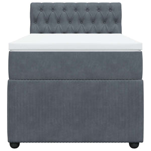 Κρεβάτι Boxspring με Στρώμα Σκούρο Γκρι 90x190 εκ. Βελούδινο - Pakobazaar