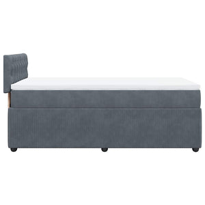 Κρεβάτι Boxspring με Στρώμα Σκούρο Γκρι 90x190 εκ. Βελούδινο - Pakobazaar