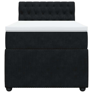 Κρεβάτι Boxspring με Στρώμα Μαύρο 90x190 εκ. Βελούδινο - Pakobazaar