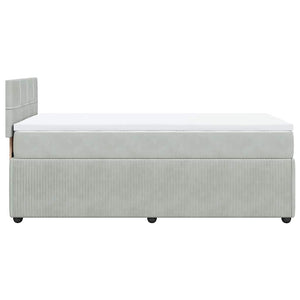 Κρεβάτι Boxspring με Στρώμα Ανοιχτό Γκρι 90x190 εκ. Βελούδινο - Pakobazaar