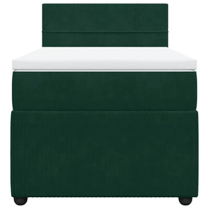 Κρεβάτι Boxspring με Στρώμα Σκούρο Πράσινο 90x190 εκ. Βελούδινο