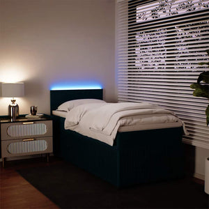Κρεβάτι Boxspring με Στρώμα Μπλε 90x190 εκ. Βελούδινο - Pakobazaar