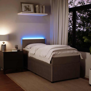 Κρεβάτι Boxspring με Στρώμα Ανοιχτό Γκρι 90x200 εκ. Βελούδινο - Pakobazaar