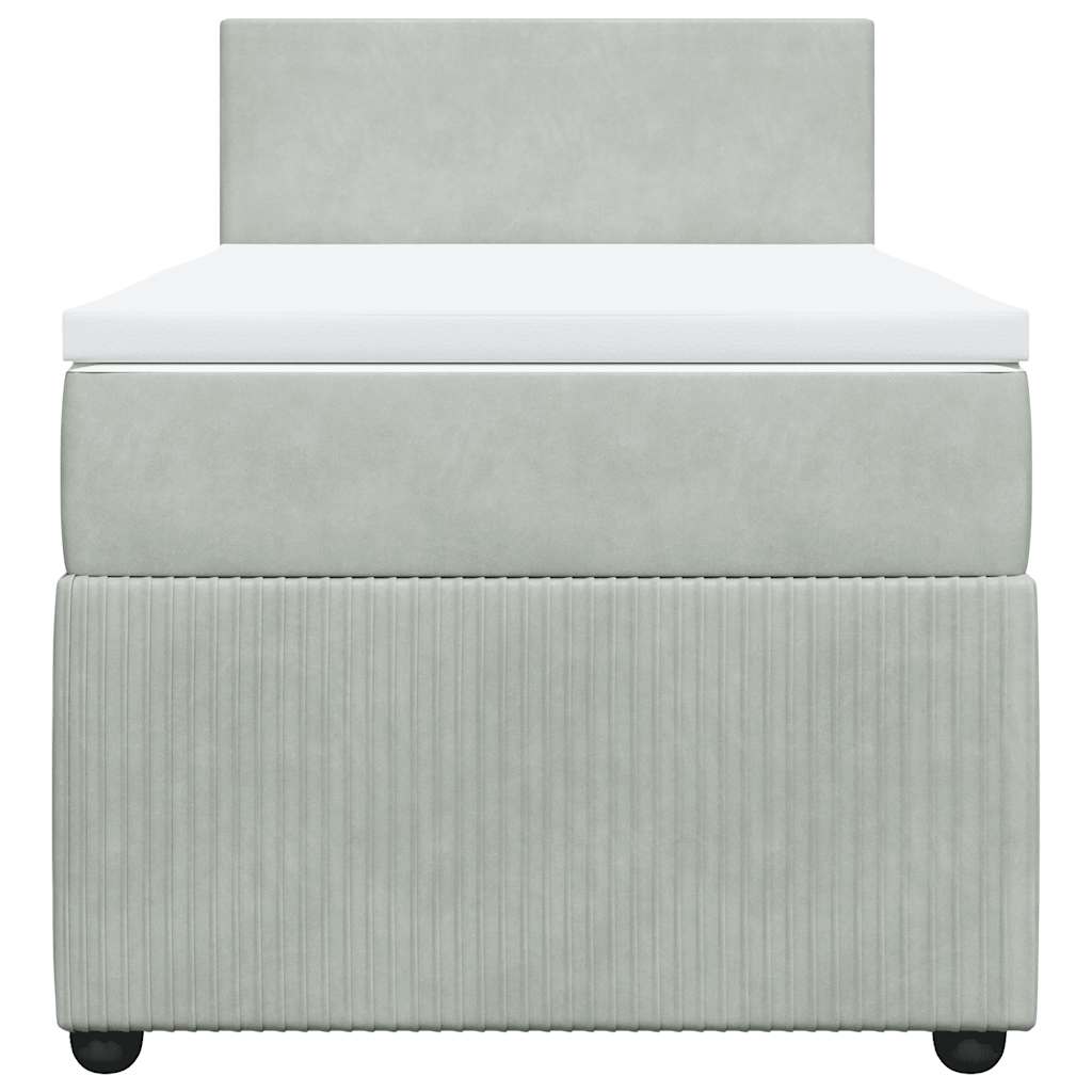 Κρεβάτι Boxspring με Στρώμα Ανοιχτό Γκρι 90x200 εκ. Βελούδινο - Pakobazaar