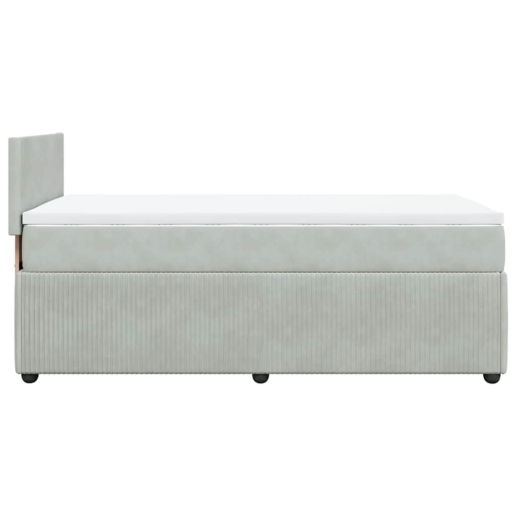 Κρεβάτι Boxspring με Στρώμα Ανοιχτό Γκρι 90x200 εκ. Βελούδινο - Pakobazaar