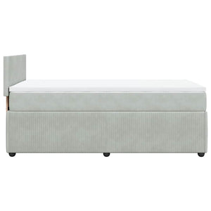 Κρεβάτι Boxspring με Στρώμα Ανοιχτό Γκρι 90x200 εκ. Βελούδινο - Pakobazaar