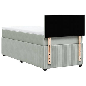 Κρεβάτι Boxspring με Στρώμα Ανοιχτό Γκρι 90x200 εκ. Βελούδινο - Pakobazaar