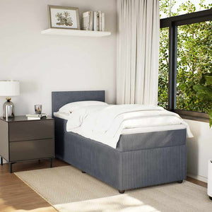 Κρεβάτι Boxspring με Στρώμα Σκούρο Γκρι 90x200 εκ. Βελούδινο - Pakobazaar
