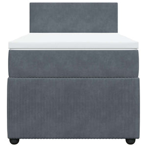 Κρεβάτι Boxspring με Στρώμα Σκούρο Γκρι 90x200 εκ. Βελούδινο - Pakobazaar