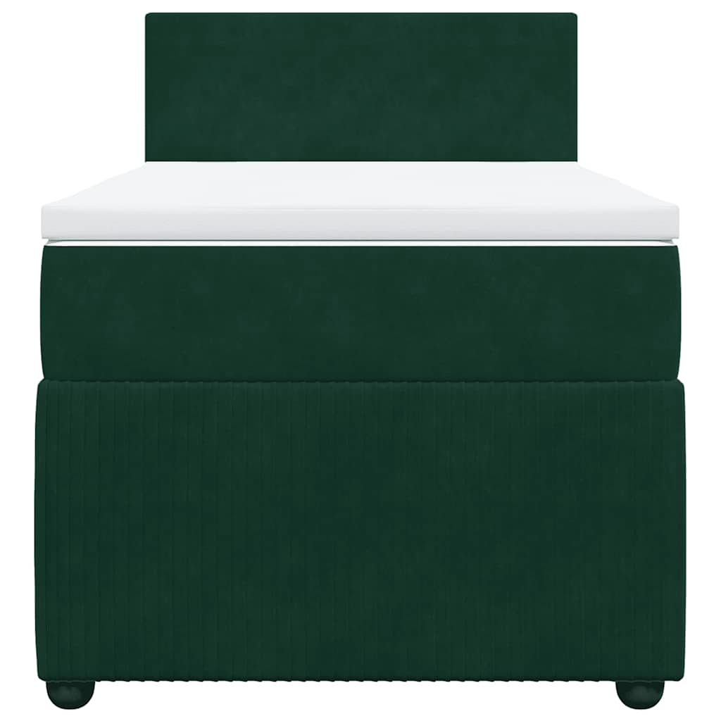Κρεβάτι Boxspring με Στρώμα Σκούρο Πράσινο 90x200 εκ. Βελούδινο - Pakobazaar