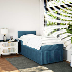 Κρεβάτι Boxspring με Στρώμα Μπλε 90x200 εκ. Βελούδινο