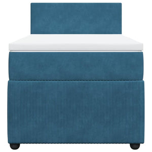 Κρεβάτι Boxspring με Στρώμα Μπλε 90x200 εκ. Βελούδινο